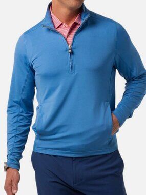 B. Draddy Men's Blue Blair Sport Half-Zip Long-Sleeve Pullover Sweatshirt Size S